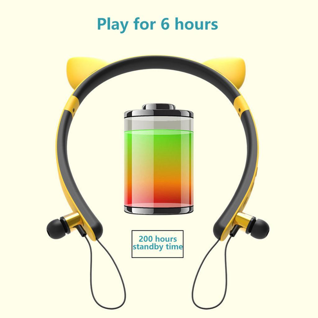 Wireless Bluetooth Headphones Neckband Headse Sports Stereo Magnetic Earphones with Mic Yellow