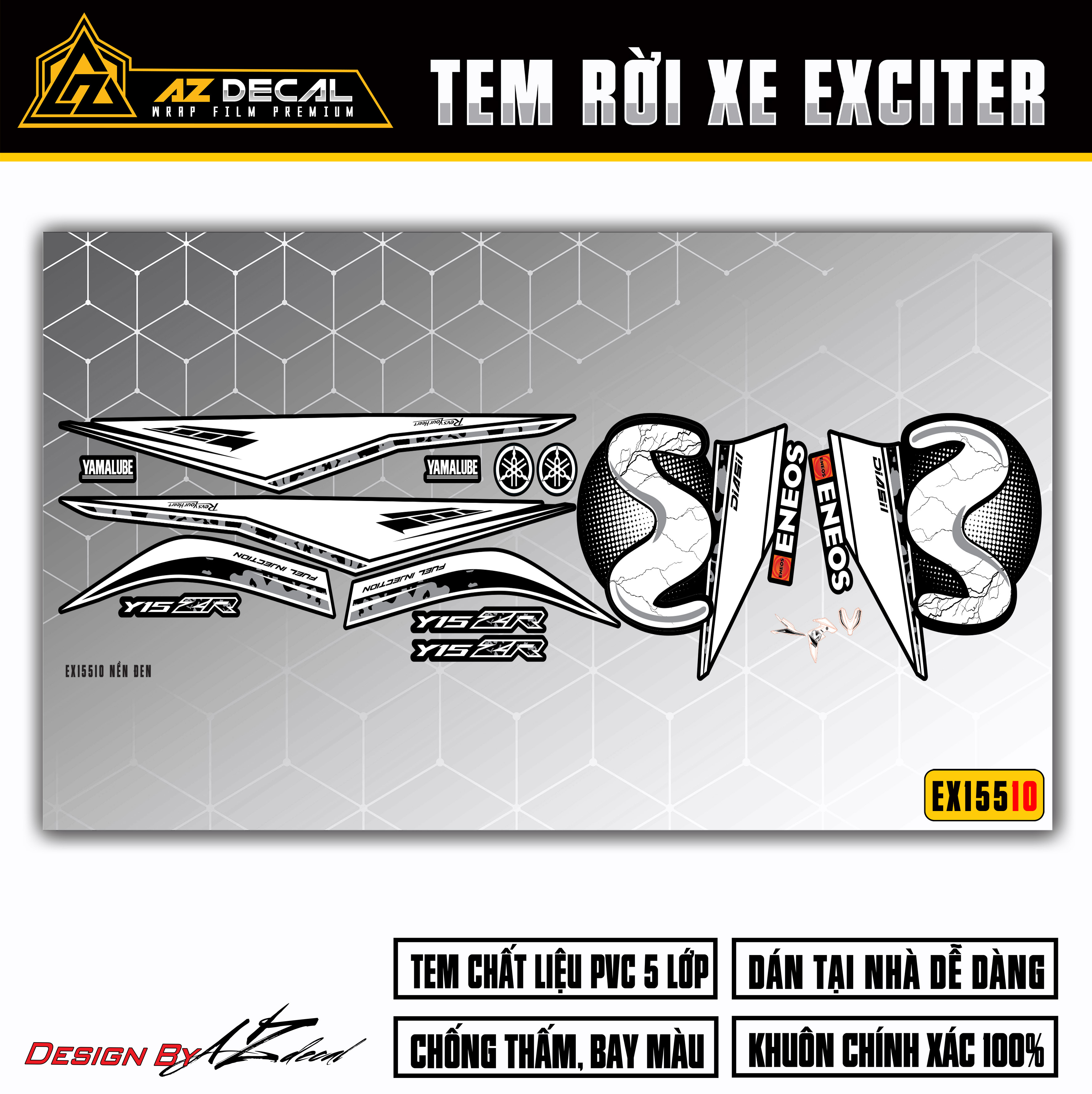 Tem Xe Exciter 155 Movistar | EX15510 | Áp Dụng Mọi Màu Xe Đen, Trắng, Đỏ, Xanh GP | Decal Bóng Chống Nước