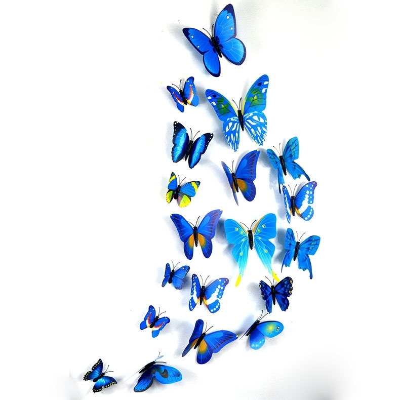 Set 12 bướm 3D đủ kích thước đế nam châm trang trí 