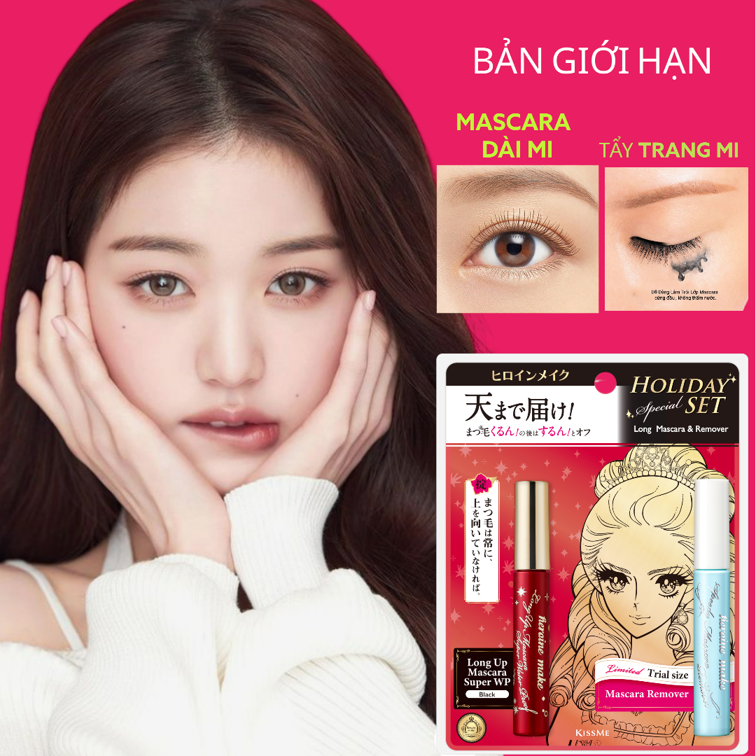 Set 2 Cây Mascara Kissme Chuốt Dài Mi Và Tẩy Trang Nhanh Làn Mi ( Bản Giới Hạn )