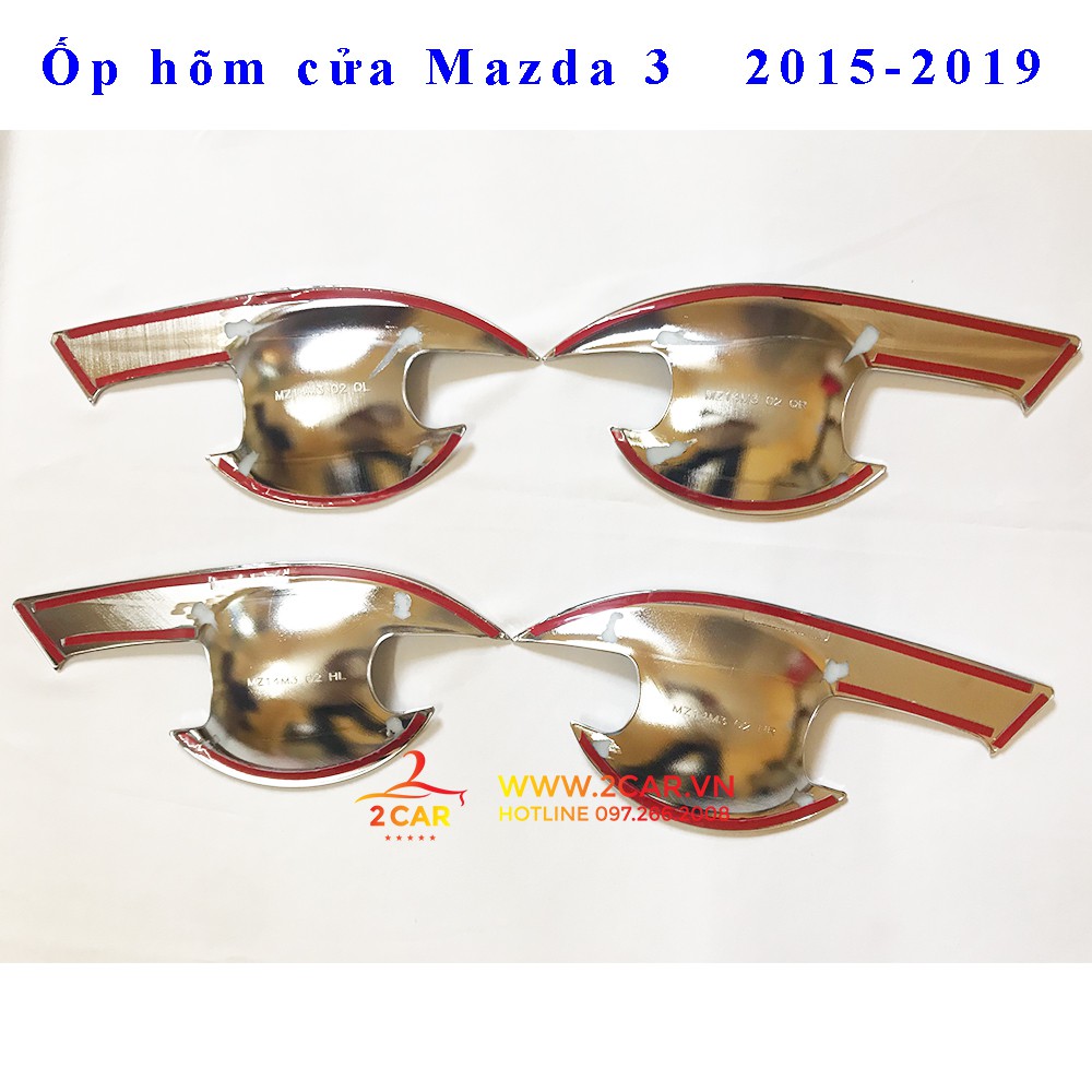 Ốp tay nắm, hõm cửa xe Mazda 3 2014 - 2022, 2023 mạ crom cao cấp