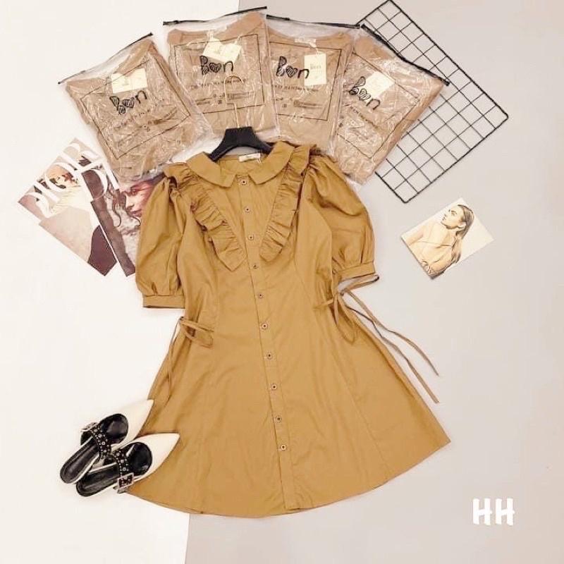 Đầm váy trắng phối bèo tay lỡ (kèm hình thật)