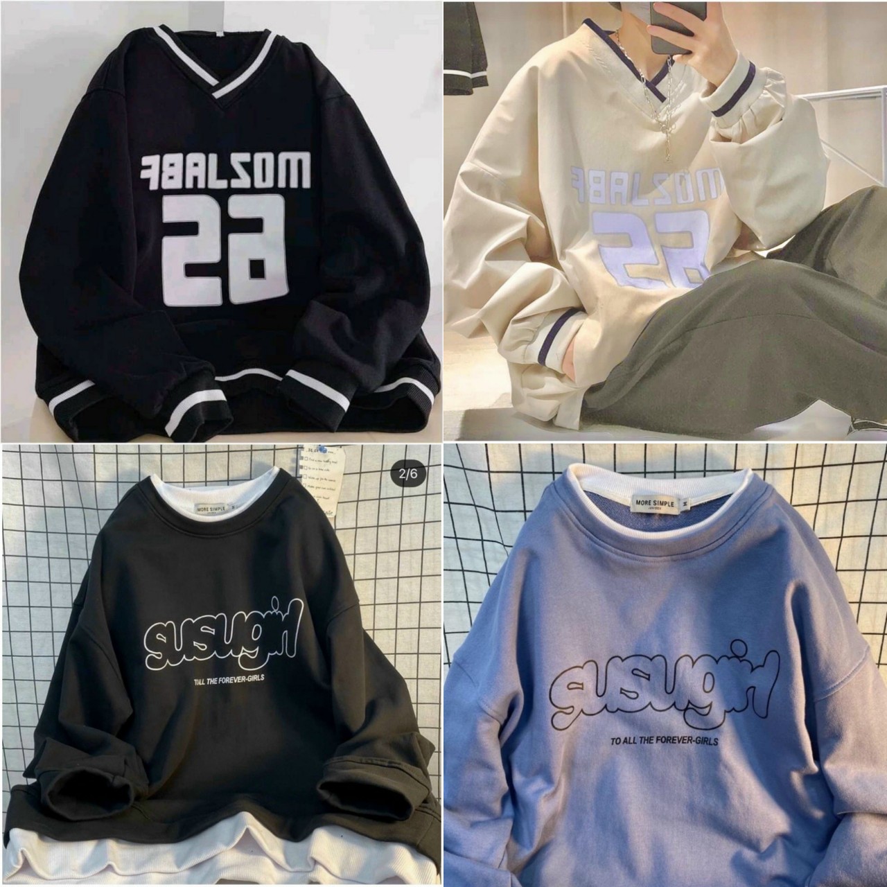 Áo Sweater Unisex Hàn Quốc Tay Phồng Số 26 - SUSUGIRL - Hoodie Nam Nữ Couple Phong Cách Vintage