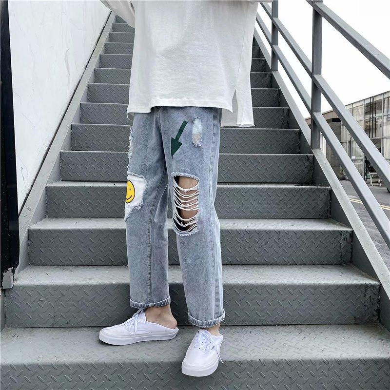 Quần Jean Ống Rộng Phong Cách Hàn Quốc Năng Động Trẻ Trung Dành Cho Nam