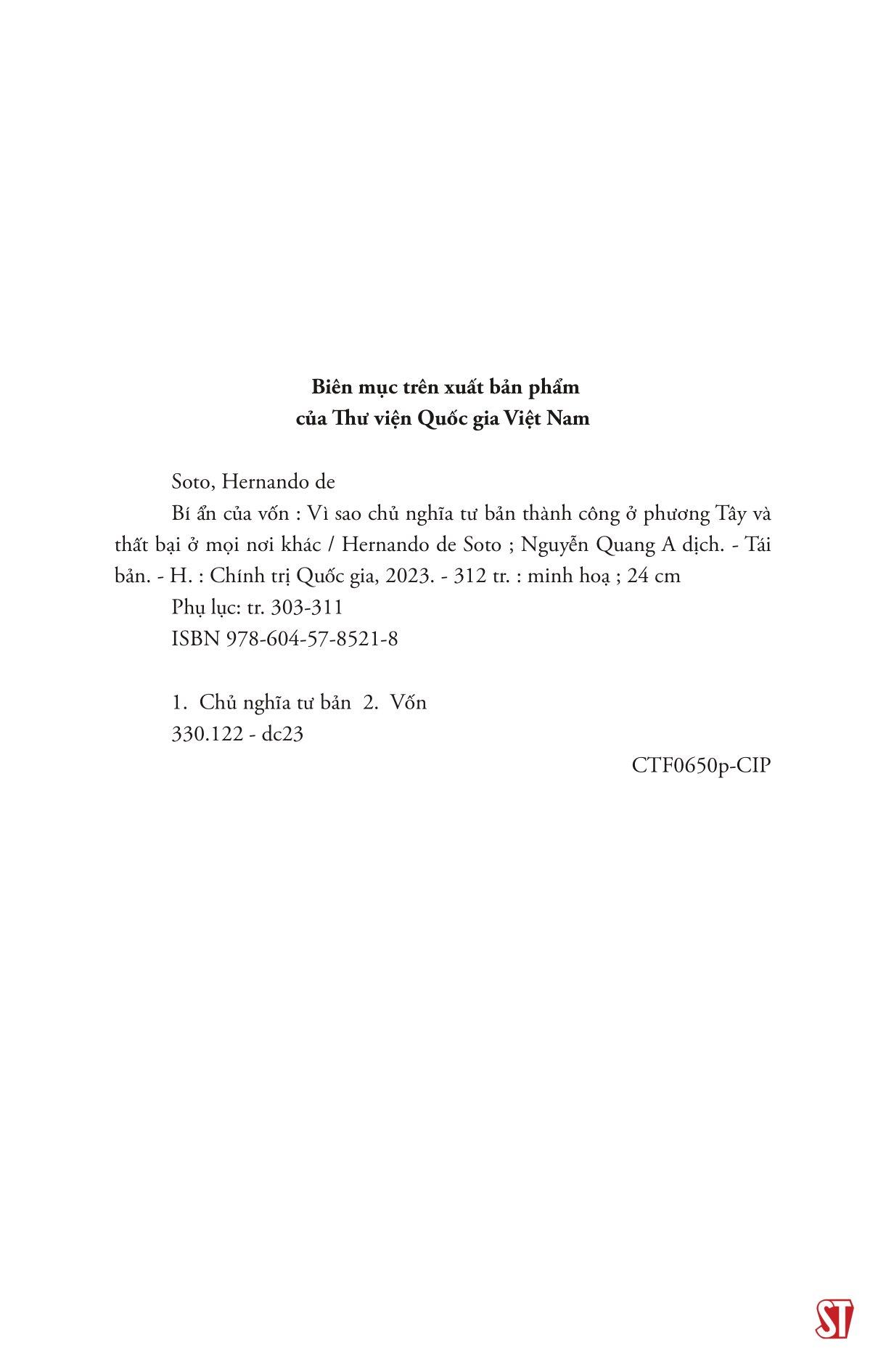 Bí Ẩn Của Vốn - Vì Sao Chủ Nghĩa Tư Bản Thành Công Ở Phương Tây Và Thất Bại Ở Mọi Nơi Khác