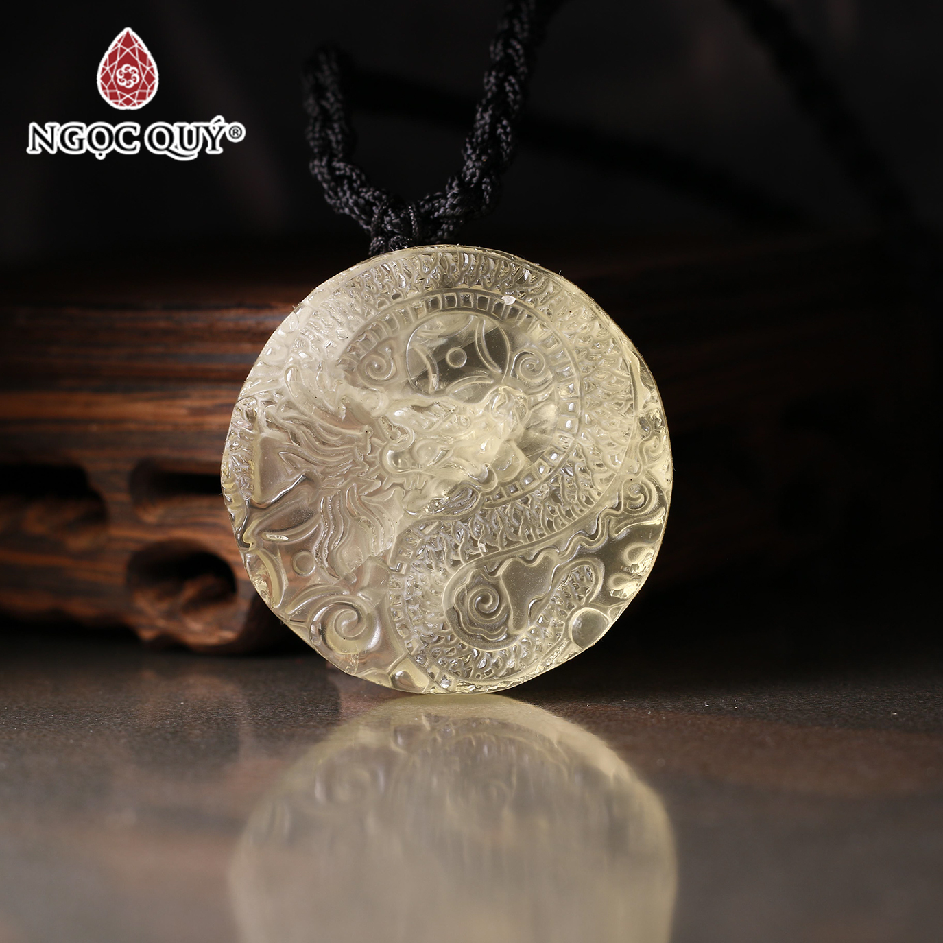 Mặt dây chuyền rồng thạch anh vàng mệnh thủy kim - Ngọc Quý Gemstones