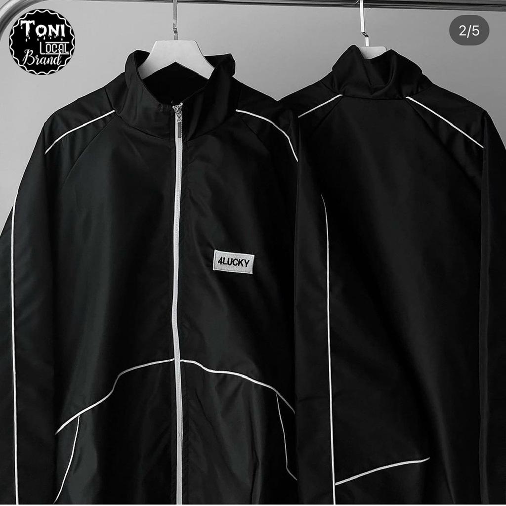 Áo Khoác Dù Mero thêu 4LUCKY phối Line 2 lớp nam nữ form rộng Unisex