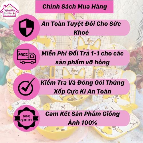 Bát Đĩa Sứ Bát Ăn Cơm, Bộ Chén Dĩa Dễ Thương, Đĩa Sứ Decor Đẹp Cao Cấp Hình Chó Corgi