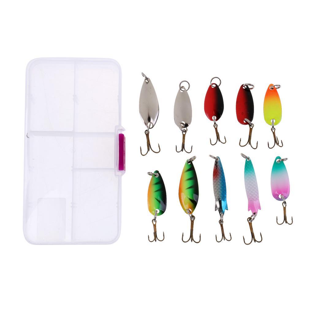 10Pcs/30Pcs Metal Fishing Lures with Treble Hooks - Assorted Spoon Baits for Bass Salmon Trout