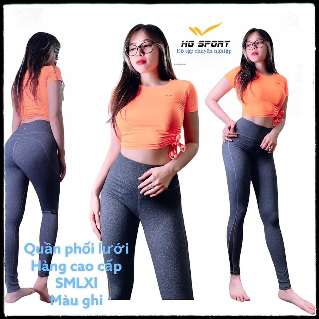 Quần Tập Gym, Yoga, Thể Thao Cao Cấp nữ quần dài lưng cao,phối lưới, túi cạnh Hg Sport QD508