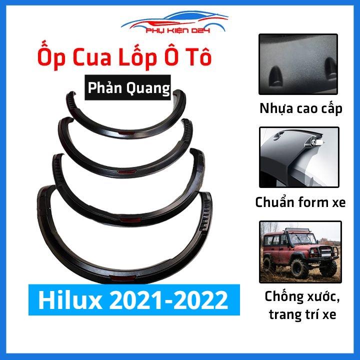 Bộ ốp cua lốp xe ô tô Hilux 2021-2022 bản nhỏ mẫu phản quang trang trí bảo vệ lốp xe