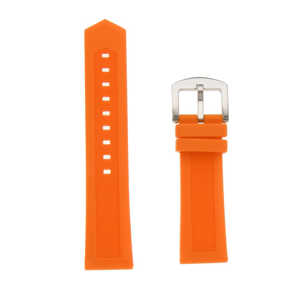 Orange Waterproof Rubber Wristband Watch Band Strap Replacement with 4 Spring Bars 19/20/21/22/mm