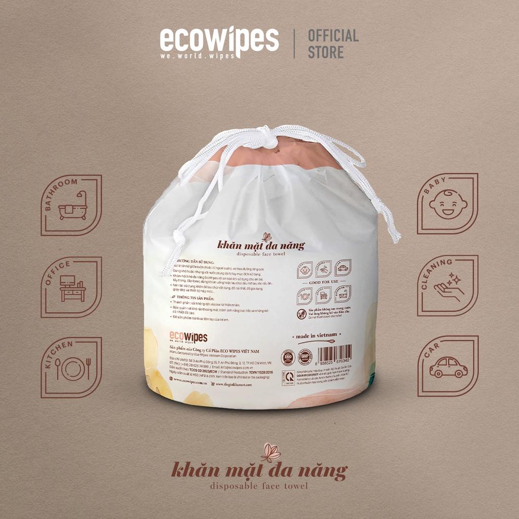 Khăn giấy khăn mặt khô đa năng Ecowipes cuộn 80 tờ size khăn 20x20cm lau khô lau ướt giấy lau mặt dùng một lần