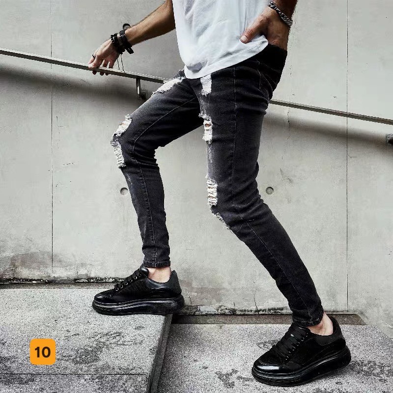 Quần Jean Nam - Quần Bò Nam Co Dãn Phối Rách Ôm Form Tôn Dáng Chuẩn, Quần Jean Thời Trang Cao Cấp Nam Muradfashion MS