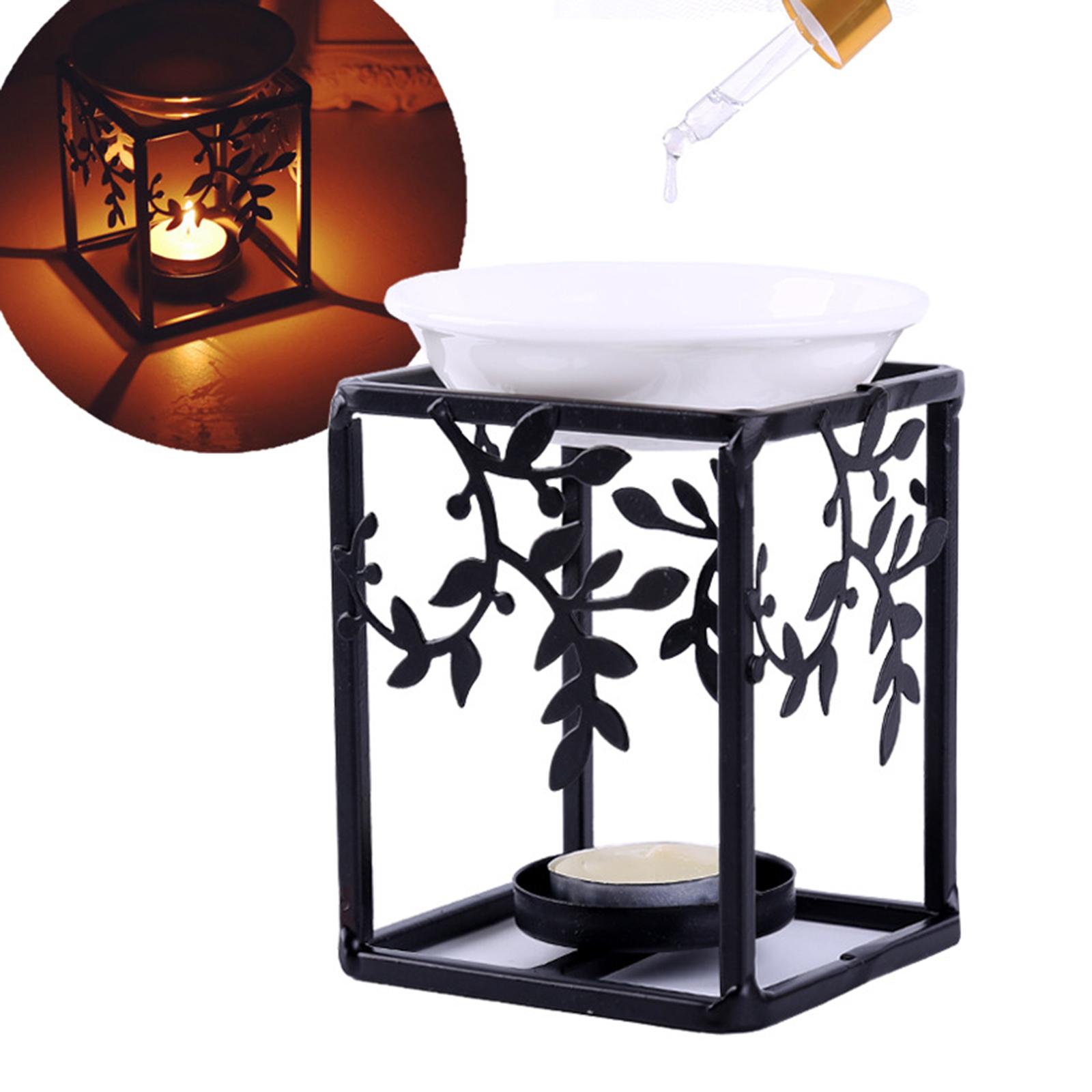 Tealight Candle Holder Essential Wax Melt Fragrance Oil Burner Warmer Black
