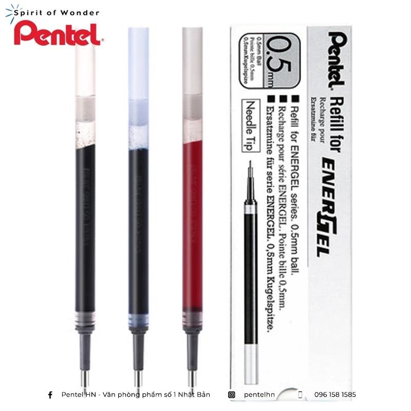 Ruột Bút Ký Mực Gel Pentel LRN5 Ngòi 0.5mm | 3 Màu Mực Xanh/ Đen/ Đỏ | Thay Mọi Loại Bút Gel Của Pentel | HSD Dài Lâu