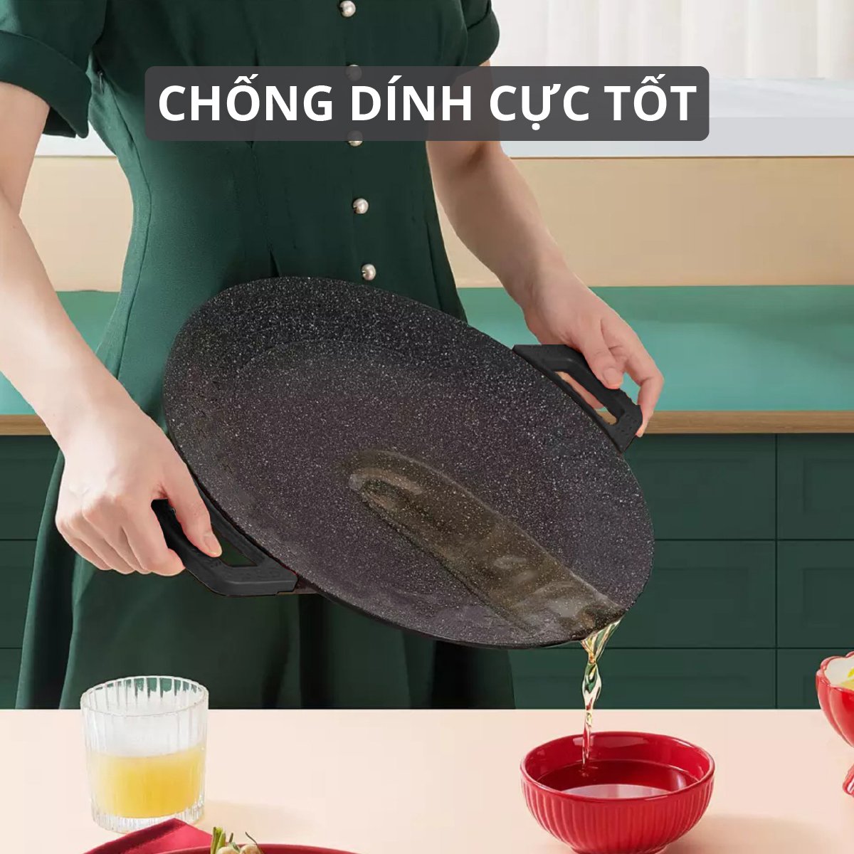 Chảo nướng điện tròn 36cm dày 3mm men đá