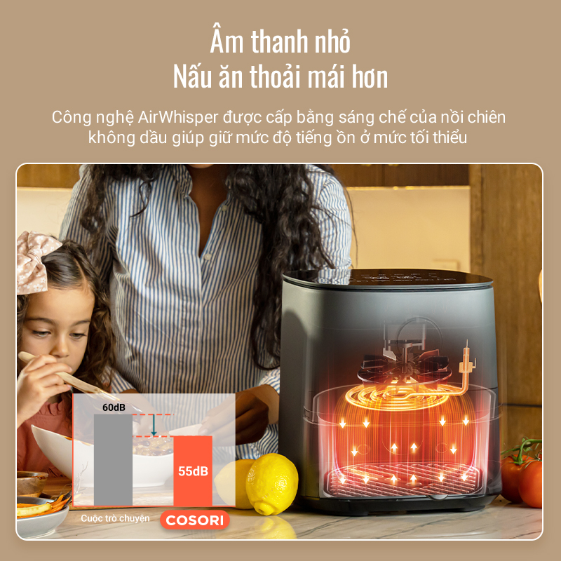 Nồi Chiên Không Dầu 4.7L COSORI CP501- Hàng Chính Hãng