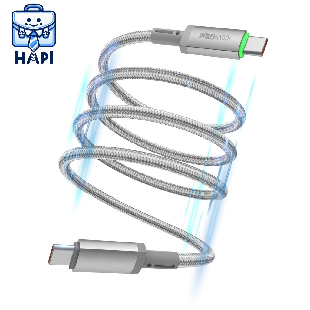 Cáp sạc Type-C to Type-C 100W hàng chính hãng WiWU Maglink Wi-C084. Dây dù nylon siêu bền, truyền đẫn ổn định