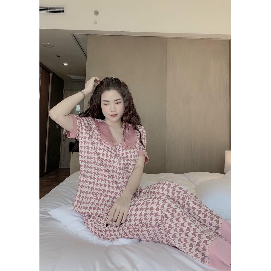 Đồ Bộ Ngủ Nguyên Set Pijama Cổ Thường + Cổ Sen 2 Lá Quần Dài Tay Ngắn Lụa Mango Thiết Kế Cao Cấp Không Xù Mẫu Hot 2021