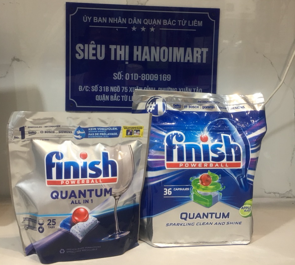 Viên rửa bát Finish Quantum Max 60 Viên 14 in 1 + Tặng 2 viên Finish Nhật
