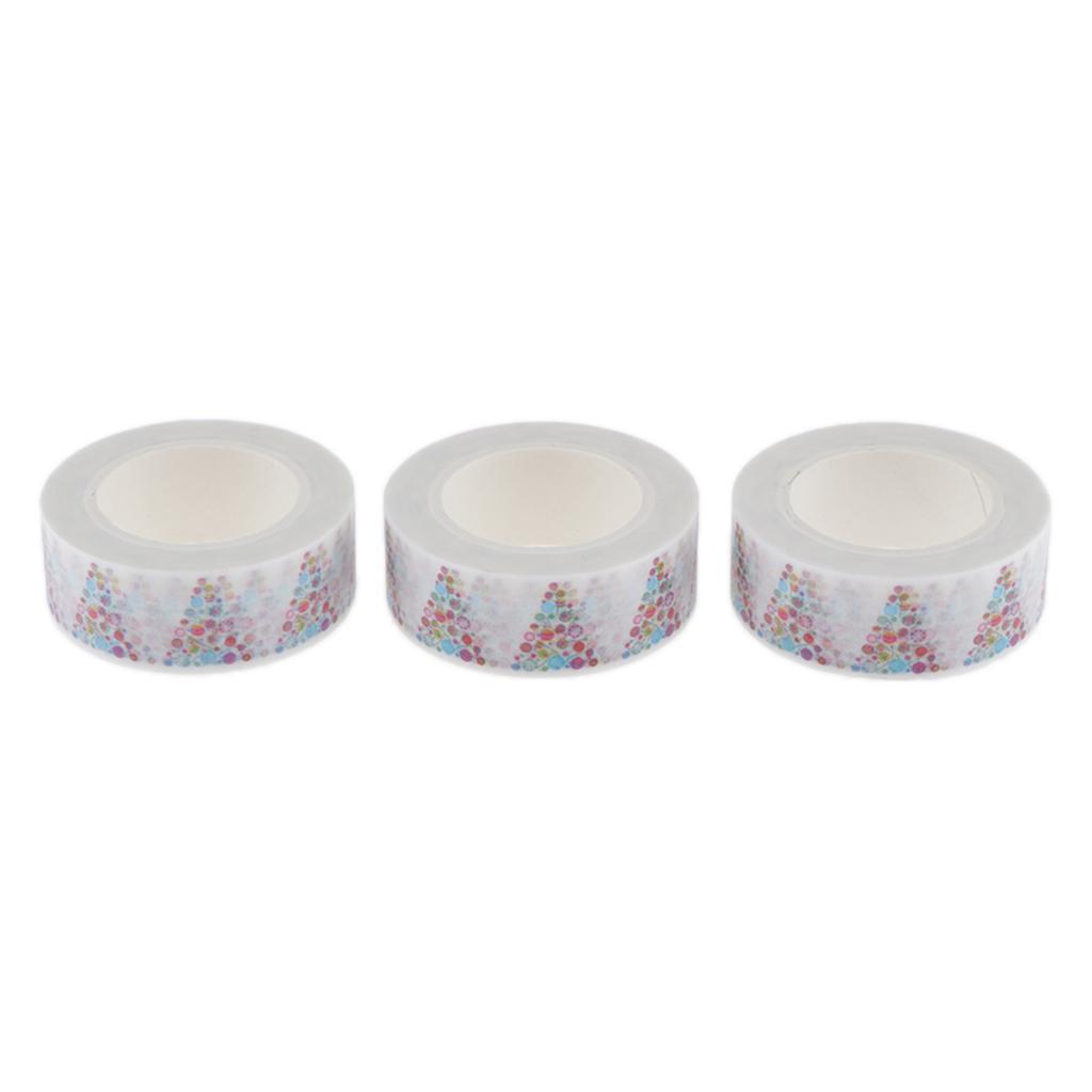 3 Rolls 15mm Xmas Washi Tape Set, Cartoon Washi Masking Decorative Tapes for DIY Decor Planners Scrapbooking Adhesive Sticker Tapers/Party Supplies