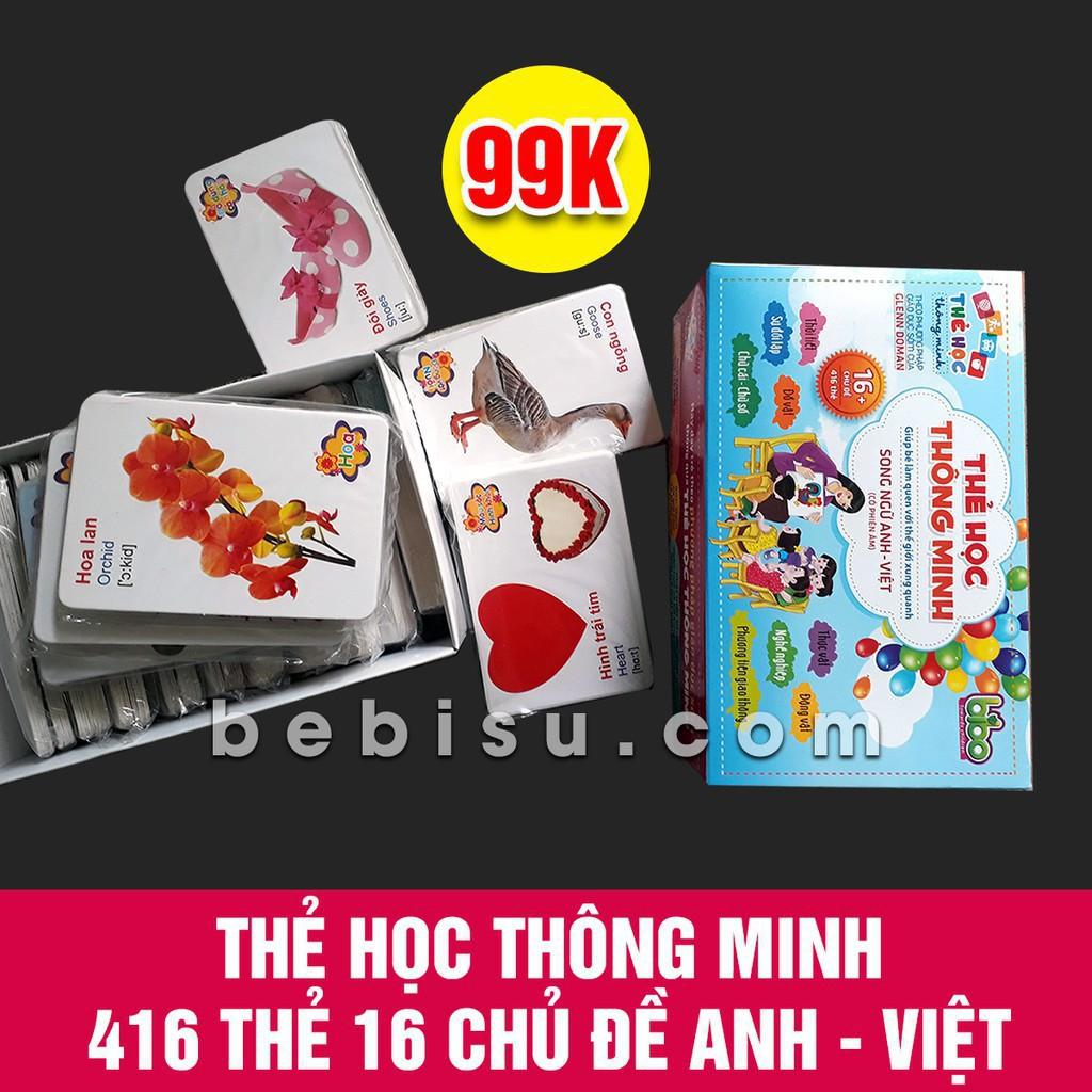 Bộ thẻ học 16 chủ đề 416 thẻ học tiếng anh tiếng việt thông minh cho bé