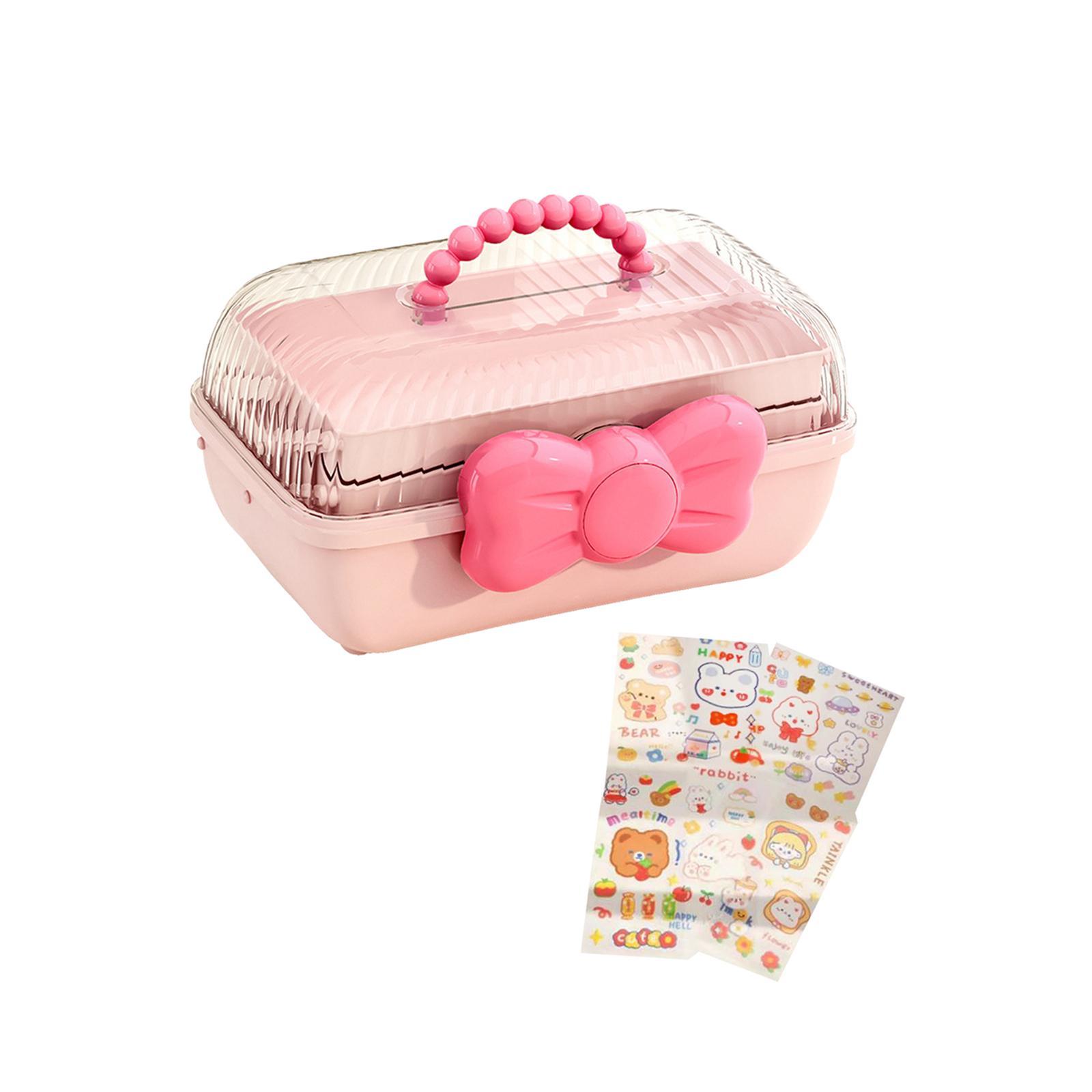 3 Layer Multipurpose Storage Box Hair Accessories Organizer for Girls, Portable Hair Bow Holder ,Cosmetics Supplies Storage Box for Hair Clips