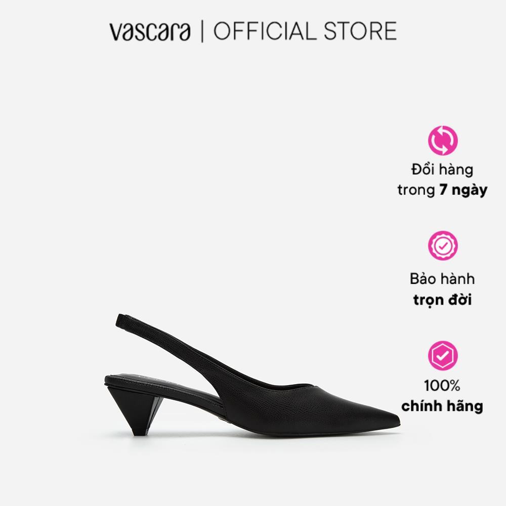 Vascara Giày Slingback Vân Da Kỳ Đà Gót Hình Nón - BMN 0526