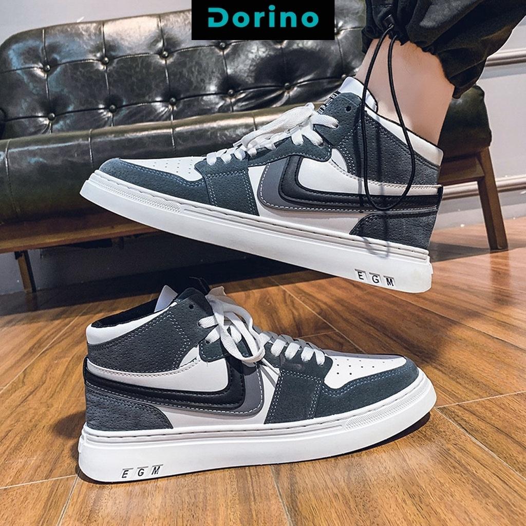 Giày sneaker nam cao cổ cao cấp đế bằng buộc dây đi học công sở thoáng khí size 39 đến 43 DORINO MS43