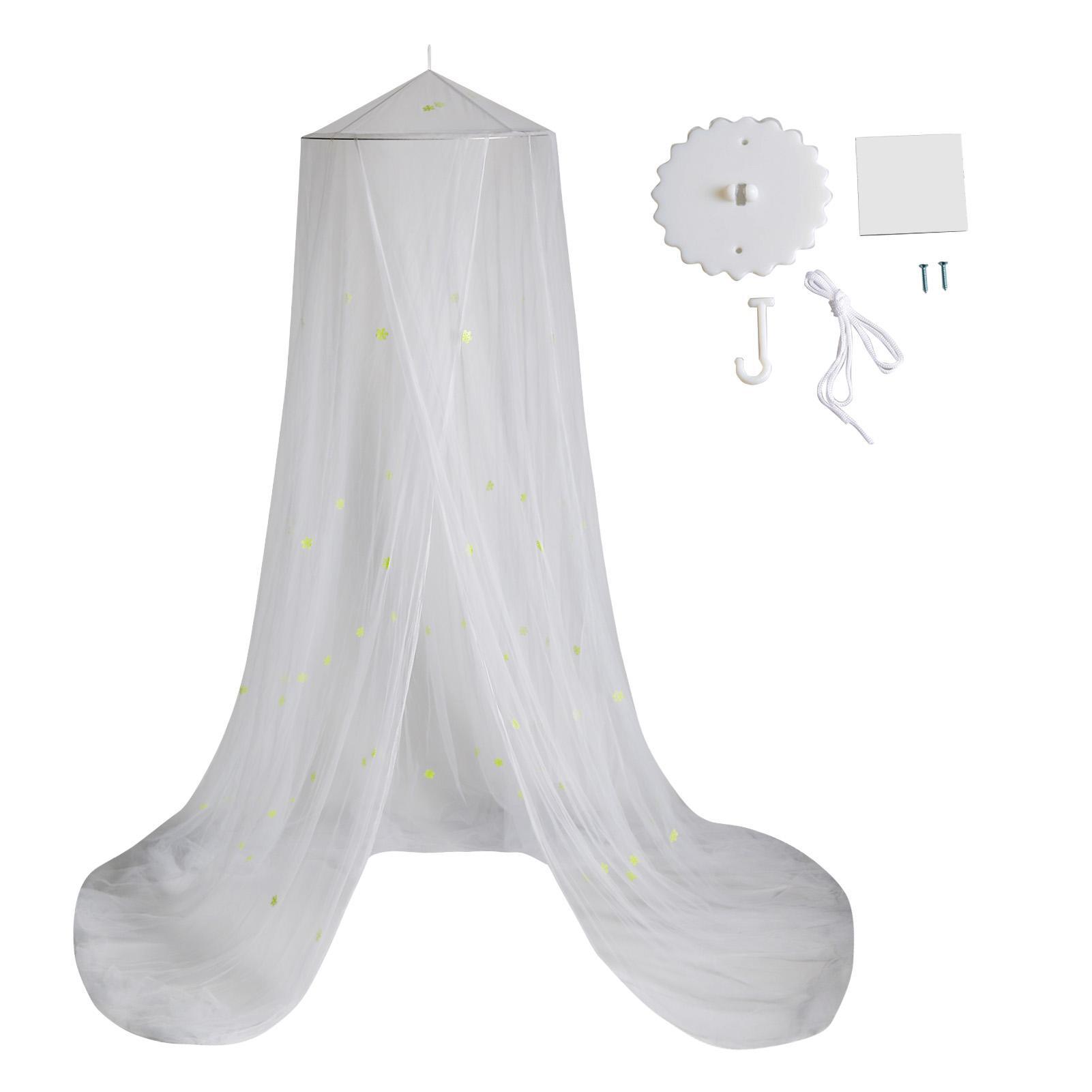 Luxury Bed Canopy Anti-mosquito Net with Snowflakes Glow in Dark Easy Setup for Kid Full King Single-Size Bed