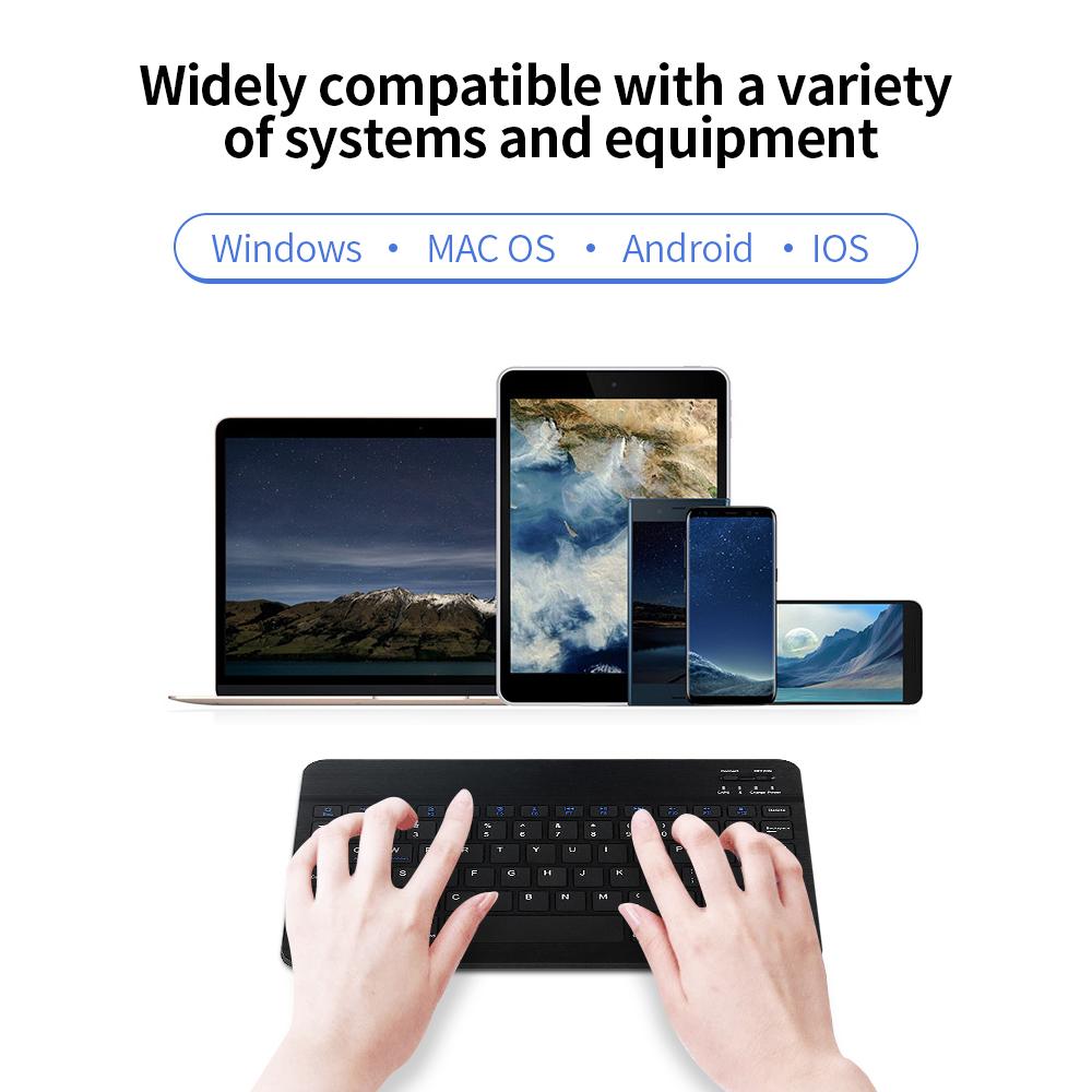 Bàn phím không dây BT siêu mỏng có thể sạc lại,3 hệ thống phổ thông