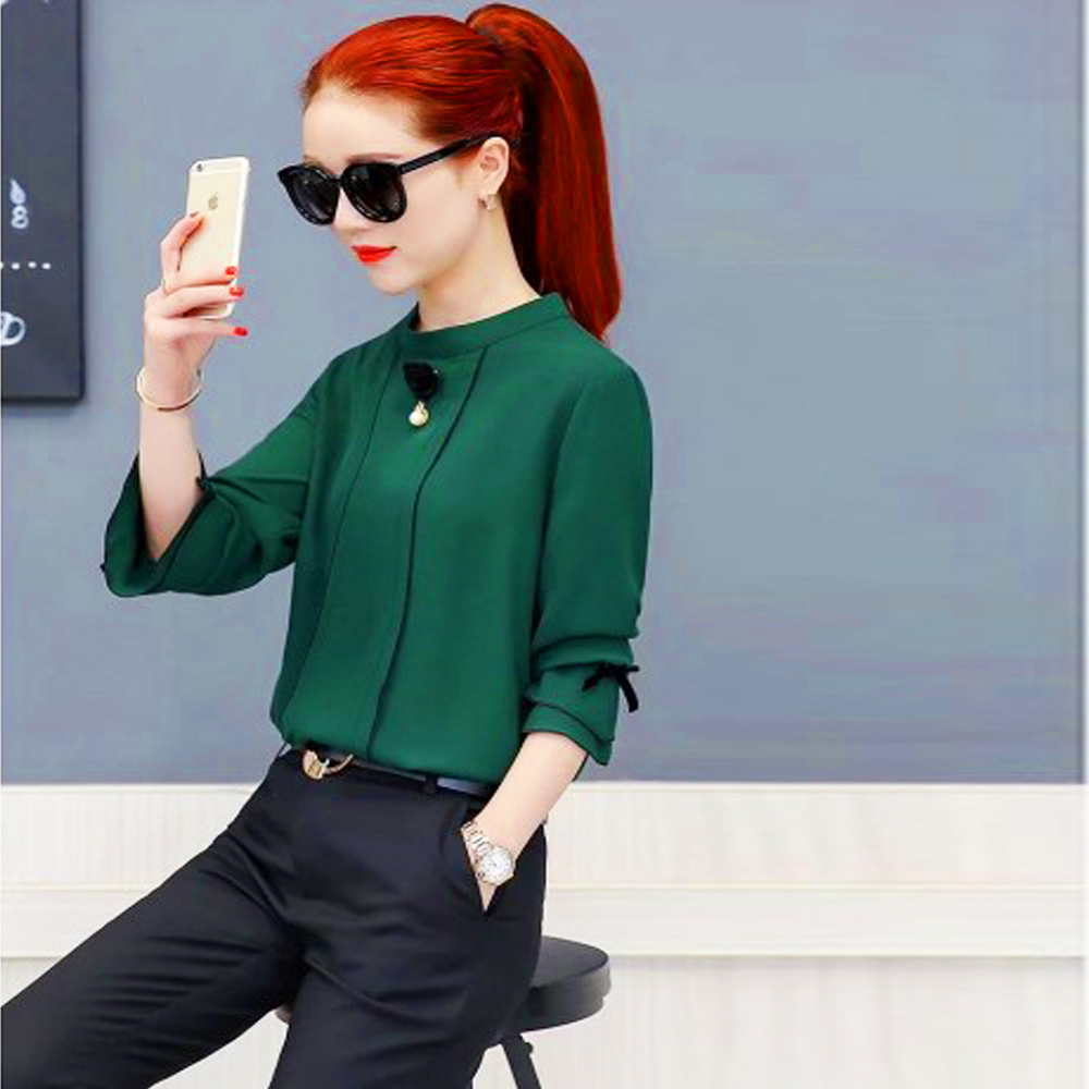 Áo Kiểu Viền Đen Tay Nơ Tầng - Kèm Hoa Cài Áo