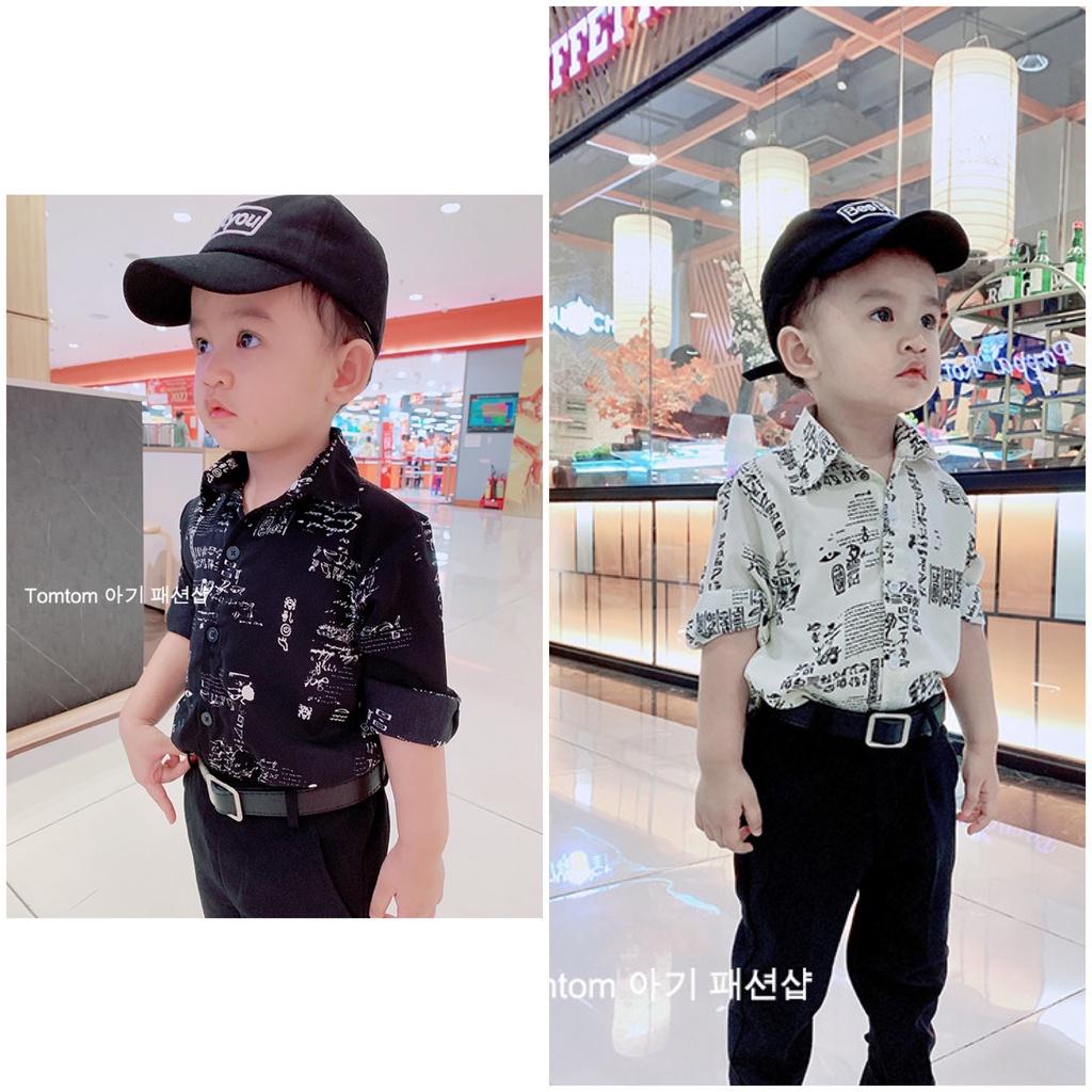 Áo sơ mi dài tay bé trai họa tiết chữ TT04