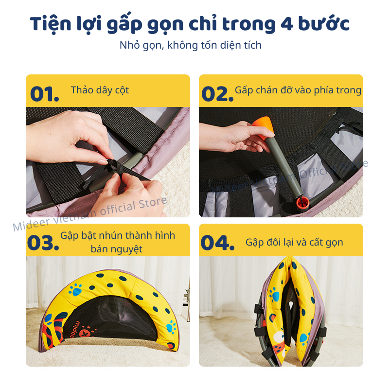 Bạt nhún nhảy gấp gọn Mideer Kids Trampoline cho bé, đồ chơi vận động cho bé 2,3,4,5,6 tuổi