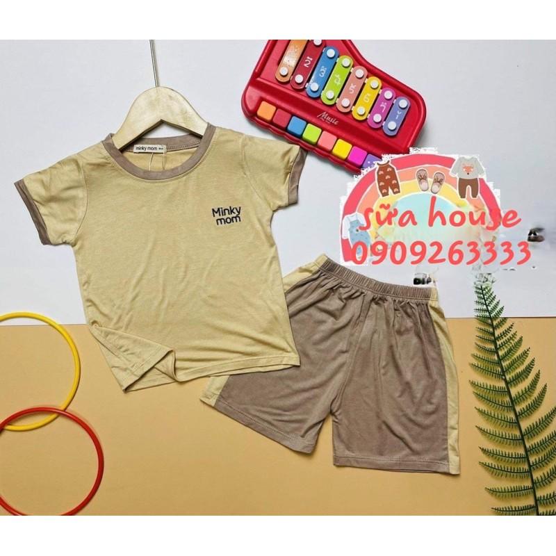 Bộ cộc thêu ngực trơn co giãn,mềm mịn cho bé từ 7-26kg