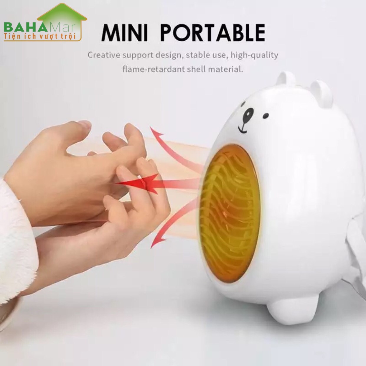QUẠT SƯỞI ĐIỆN MINI HÌNH GẤU "BAHAMAR" tạo gió ấm thích hợp để phòng ngủ, bàn làm việc . Gió ấm không khô thích hợp cả với các em bé