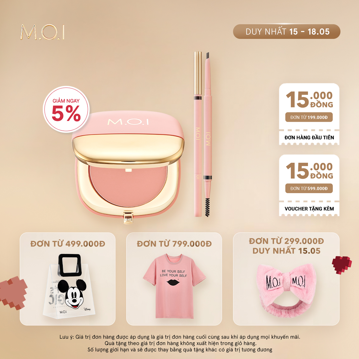 Bộ đôi M.O.I Phấn má hồng phiên bản giới hạn và Chì kẻ mày Perfect Shape Eyebrow Pencil