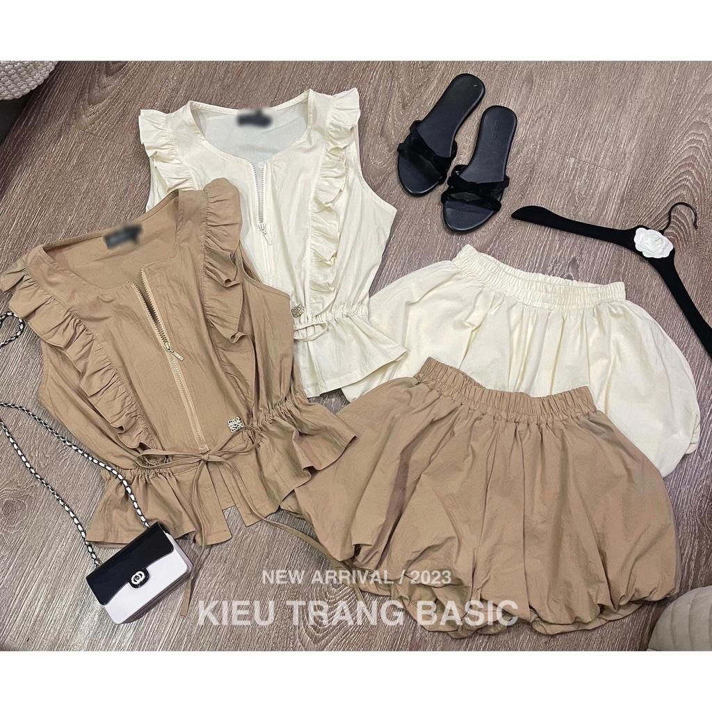 SET BỘ ĐI CHƠI, SET 2 MÓN ÁO THÔ VIỀN BÈO PHỐI QUẦN BÍ CỰC XINH IU