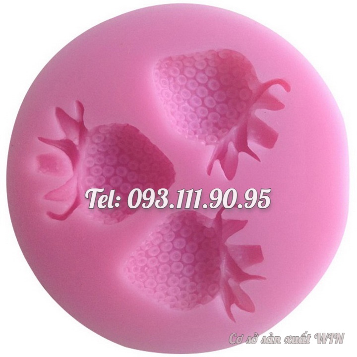 Khuôn silicon làm rau câu, socola 3 trái dâu tây - Mã số 1196