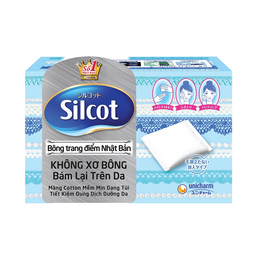 Combo 4 hộp Silcot Bông tẩy trang Nhật Bản (Hộp 82 miếng) tặng 10 Miếng Bông Tẩy Trang Silcot Premium