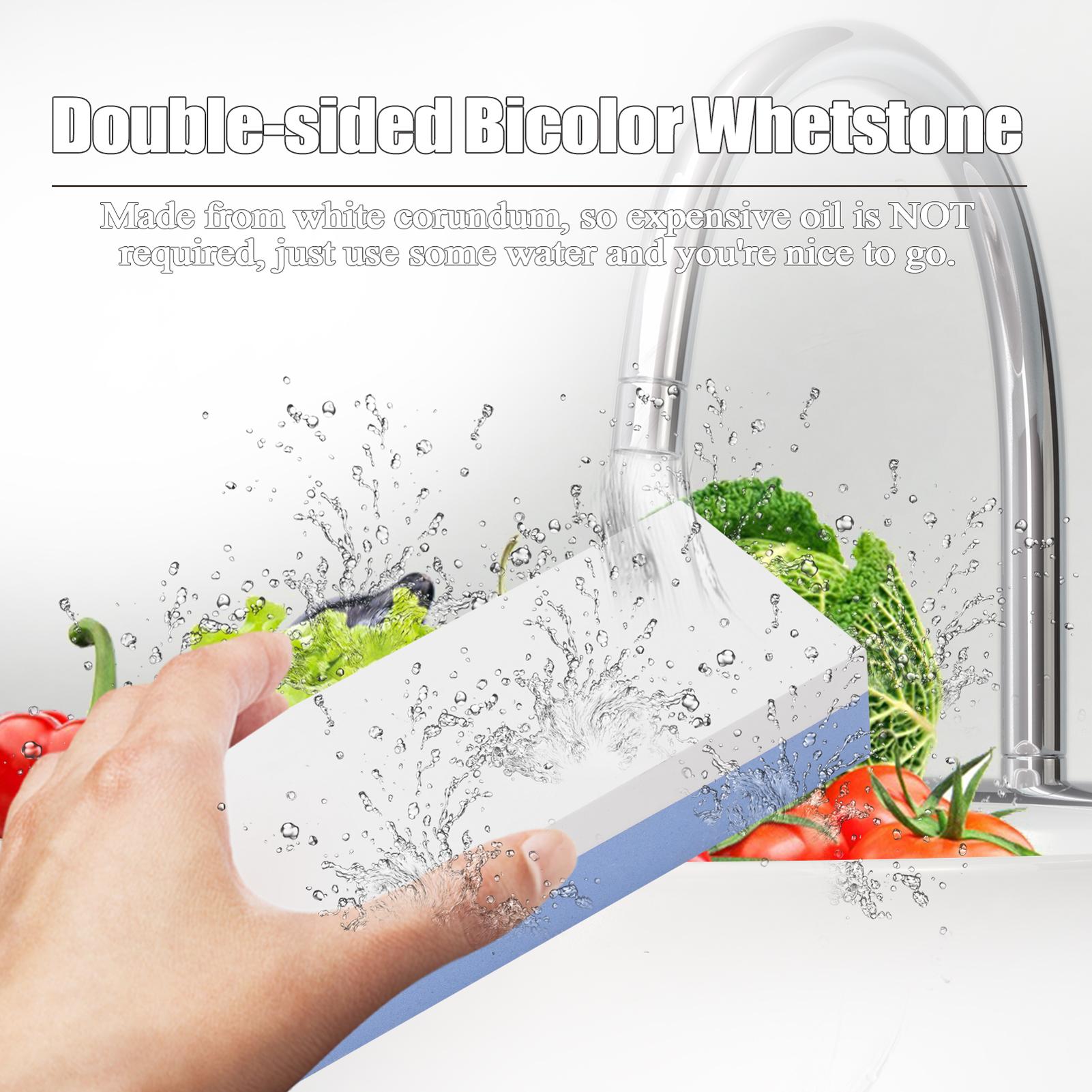 1000#/6000# Premium Whetstone Cut Sharpening Stone Set Sharpener for All Blade Non Slip Base Cutter Sharpener