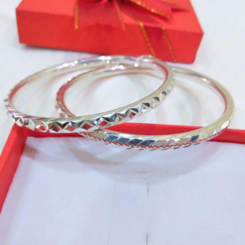 Vòng tay cua rỗng chạm rồng bạc ta -vòng hở freesize