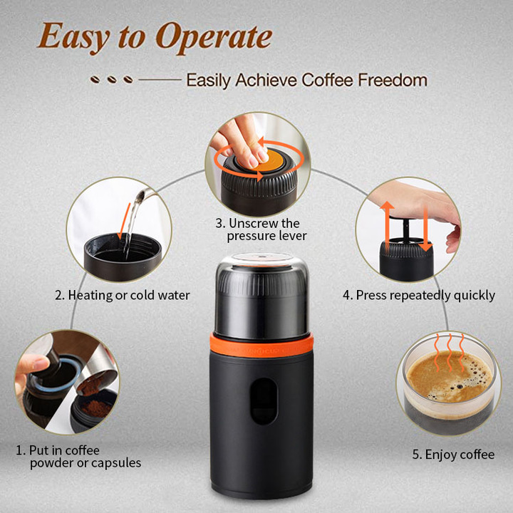 Máy pha cà phê Mini Espresso cầm tay 2 trong 1 kích thước nhỏ gọn