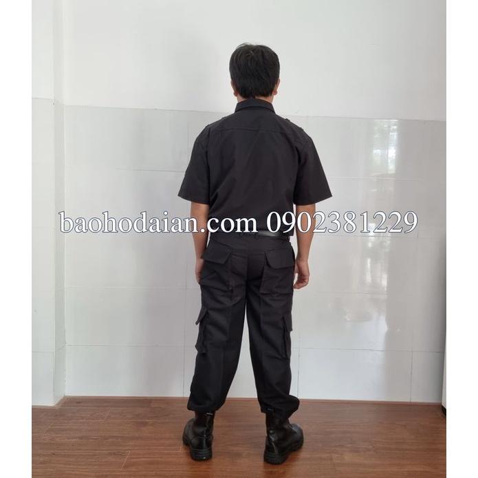 Quần áo vệ sĩ cộc tay vải màu đen có logo vai + ngực