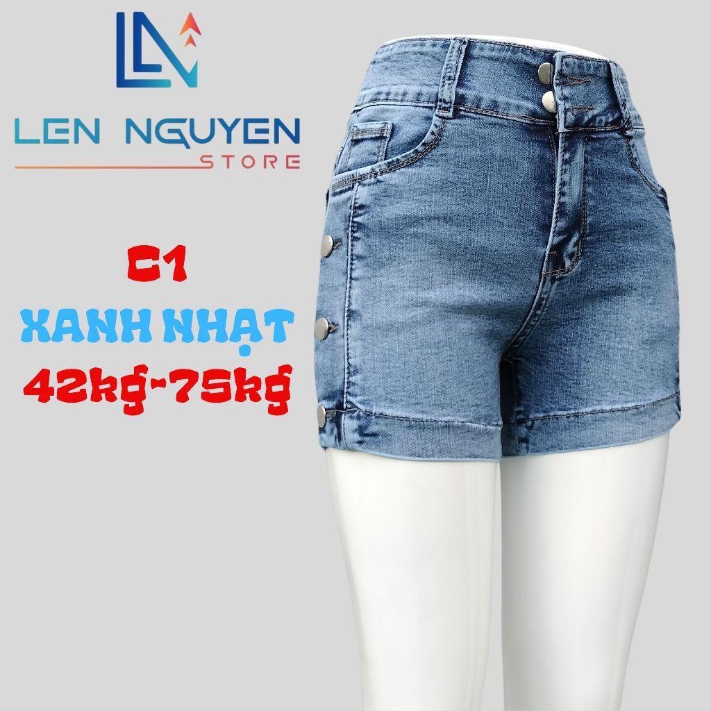 C1_Quần jean nữ, đùi, lưng cao, quần bò nữ dáng ôm, quần rin nữ có big size, cho 42kg đến 75kg,LEN NGUYEN STORE - Xanh Nhạt