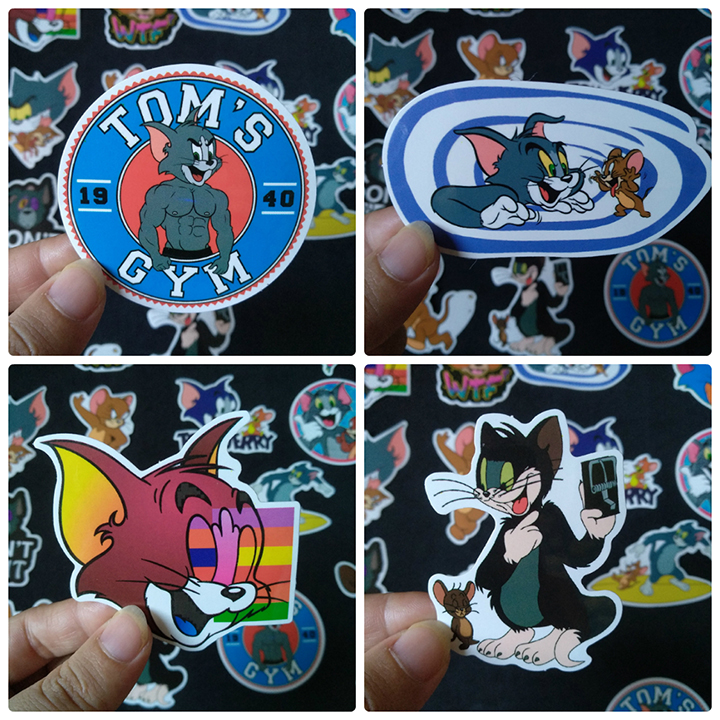 Bộ Sticker dán cao cấp chủ đề TOM and JERRY - Dùng dán Xe, dán mũ bảo hiểm, dán Laptop