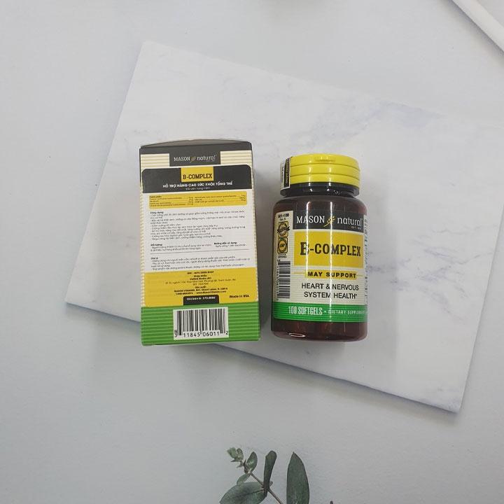 Viên uống tăng cường sức khỏe tổng thể Mason Natural B-Complex hỗ trợ giảm stress căng thẳng mệt mỏi hiệu quả