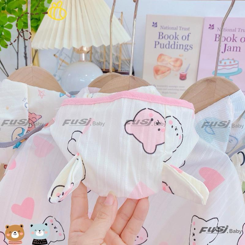 [5-18kg] Áo Choàng Che Nắng, Che Gió Cho Bé Chất Đũi Gân Cúc Bấm - Viền Be