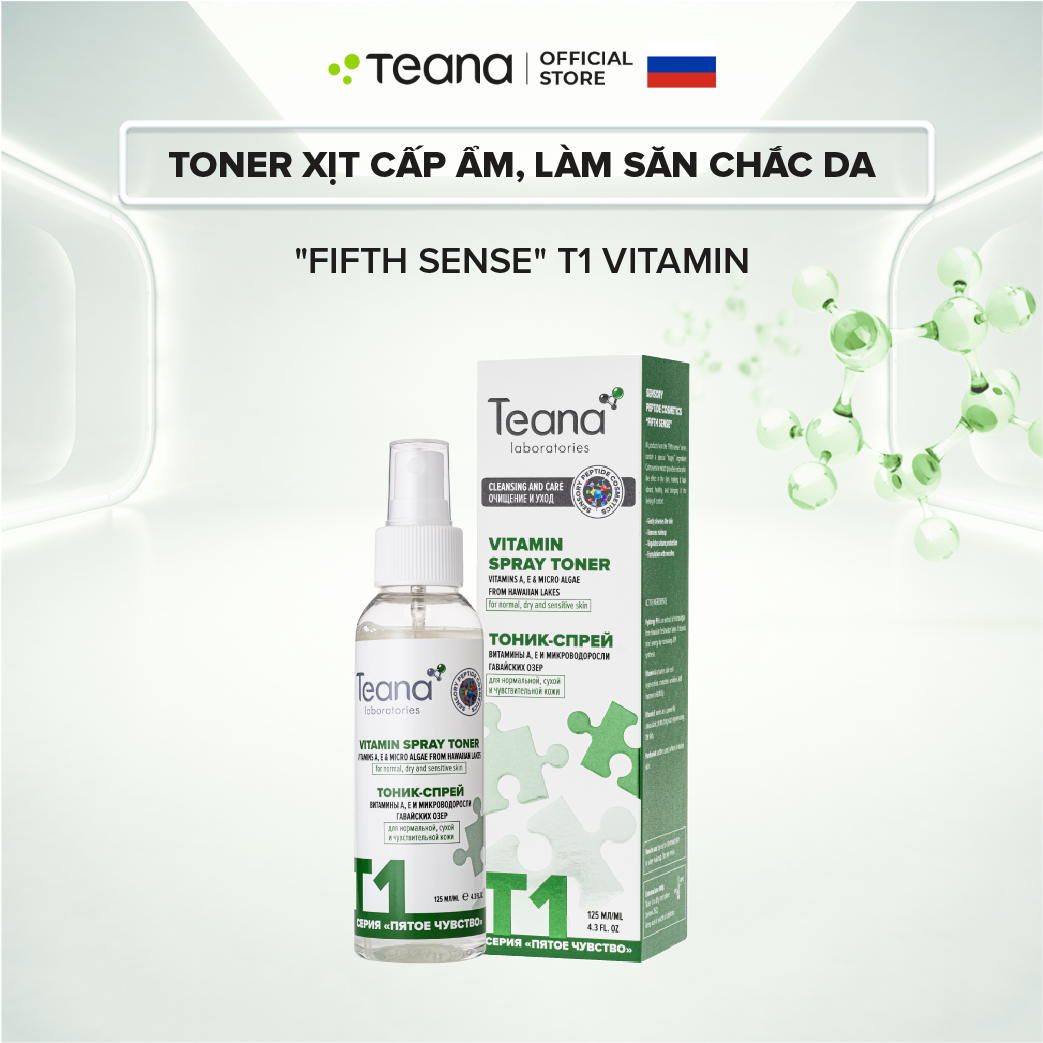 Toner Teana &quot;Fifth Sense&quot; T1 Vitamin Spray dạng xịt cấp ẩm, làm săn chắc da với chiết xuất tảo vi sinh và vitamin A, E